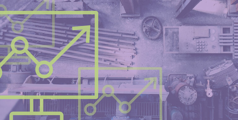 A purple overlay displays over various manufacturing equipment