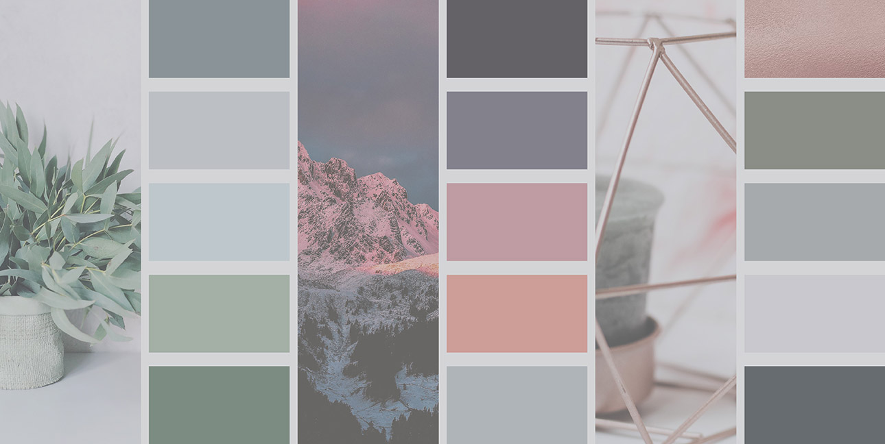 Three color palette inspired by different images of winter