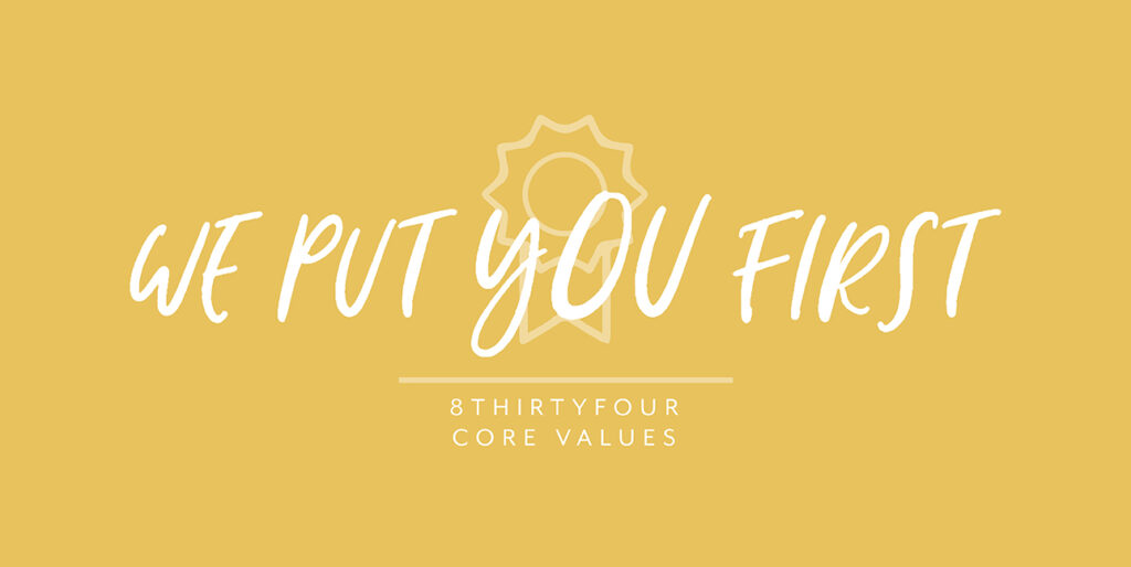 A graphic with the words "we put you first"