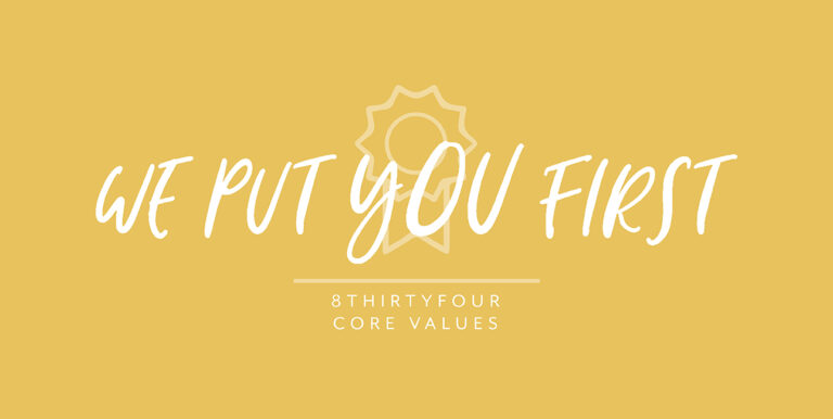 A graphic with the words "we put you first"