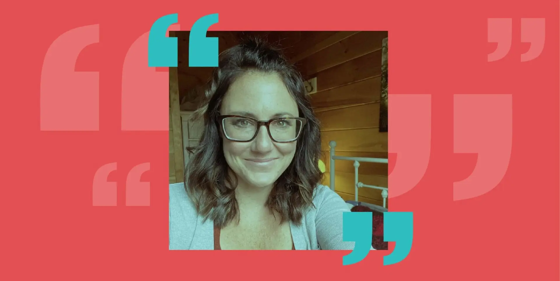 An image of Kim Bode against a red background.