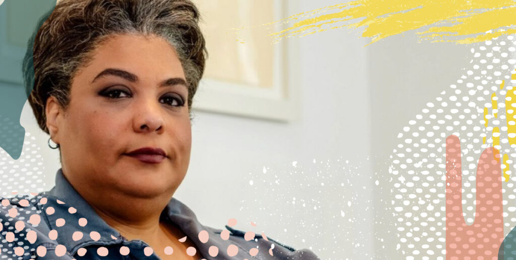 Roxane Gay stares at the camera.