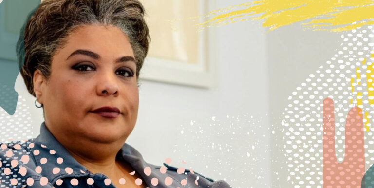 Roxane Gay stares at the camera.