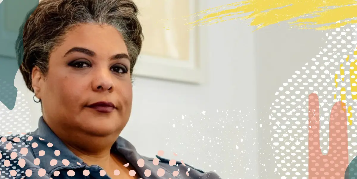 Roxane Gay stares at the camera.