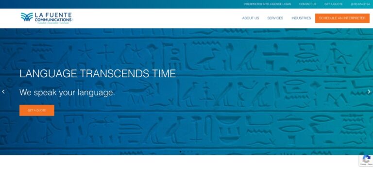 A screenshot of the home page of the new La Fuente Communications website