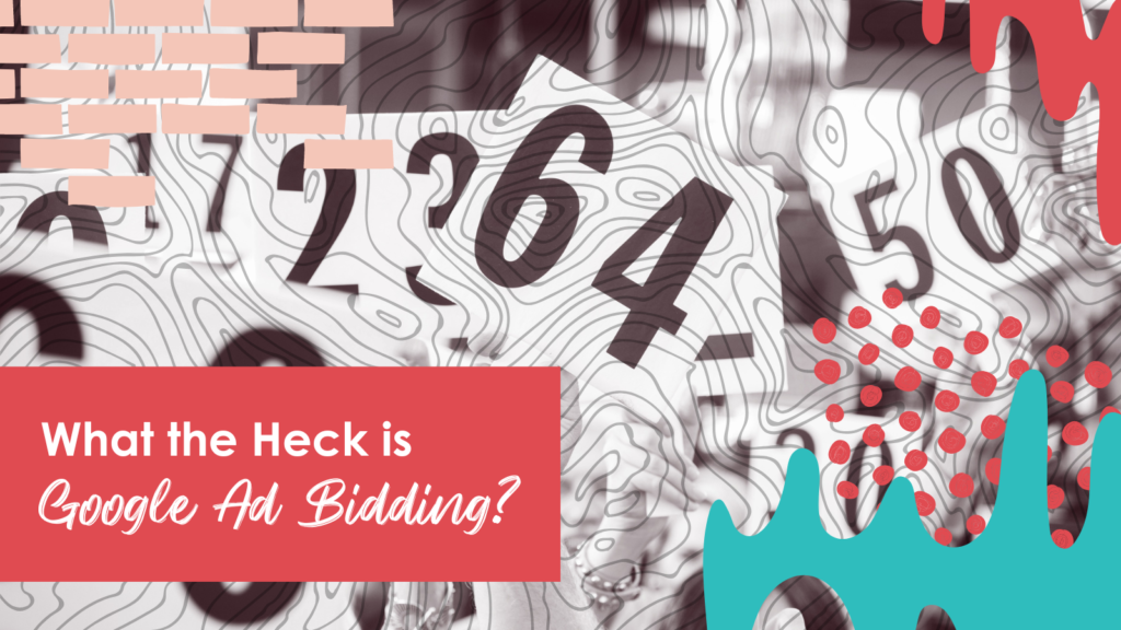 Rows of auction bidding paddles are anxiously raised "What the Heck is Google Ad Bidding?"