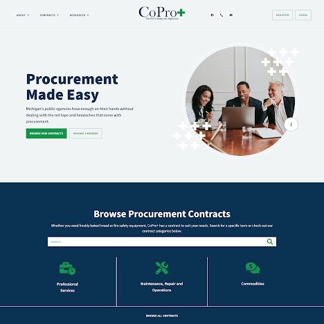 CoPro+'s new website, designed by 8THIRTYFOUR.