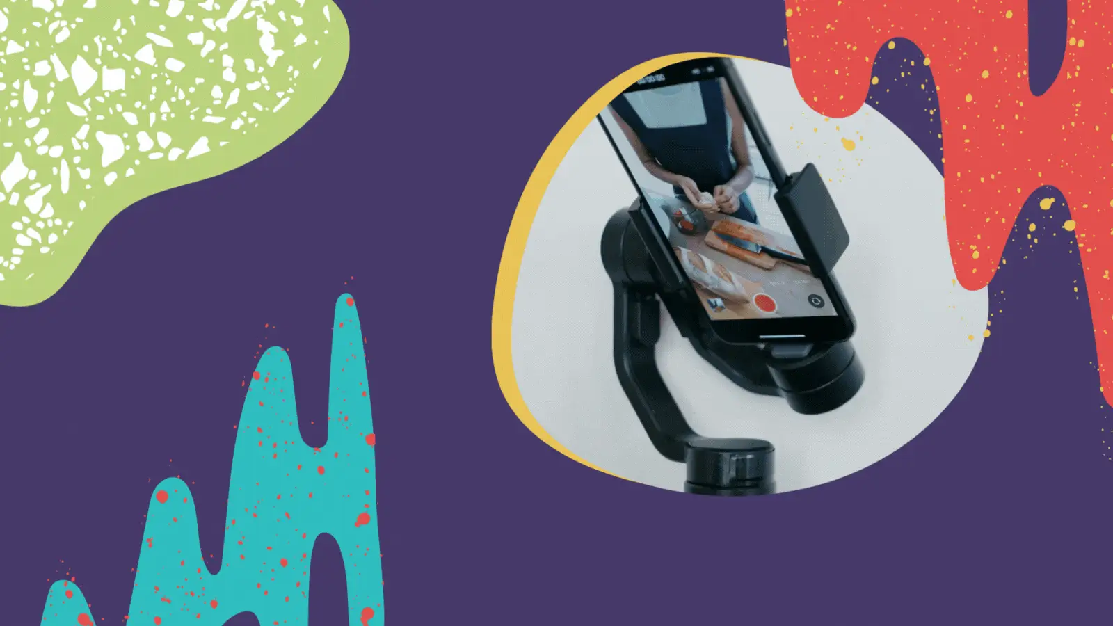 A woman using a cell phone to capture her cooking video.