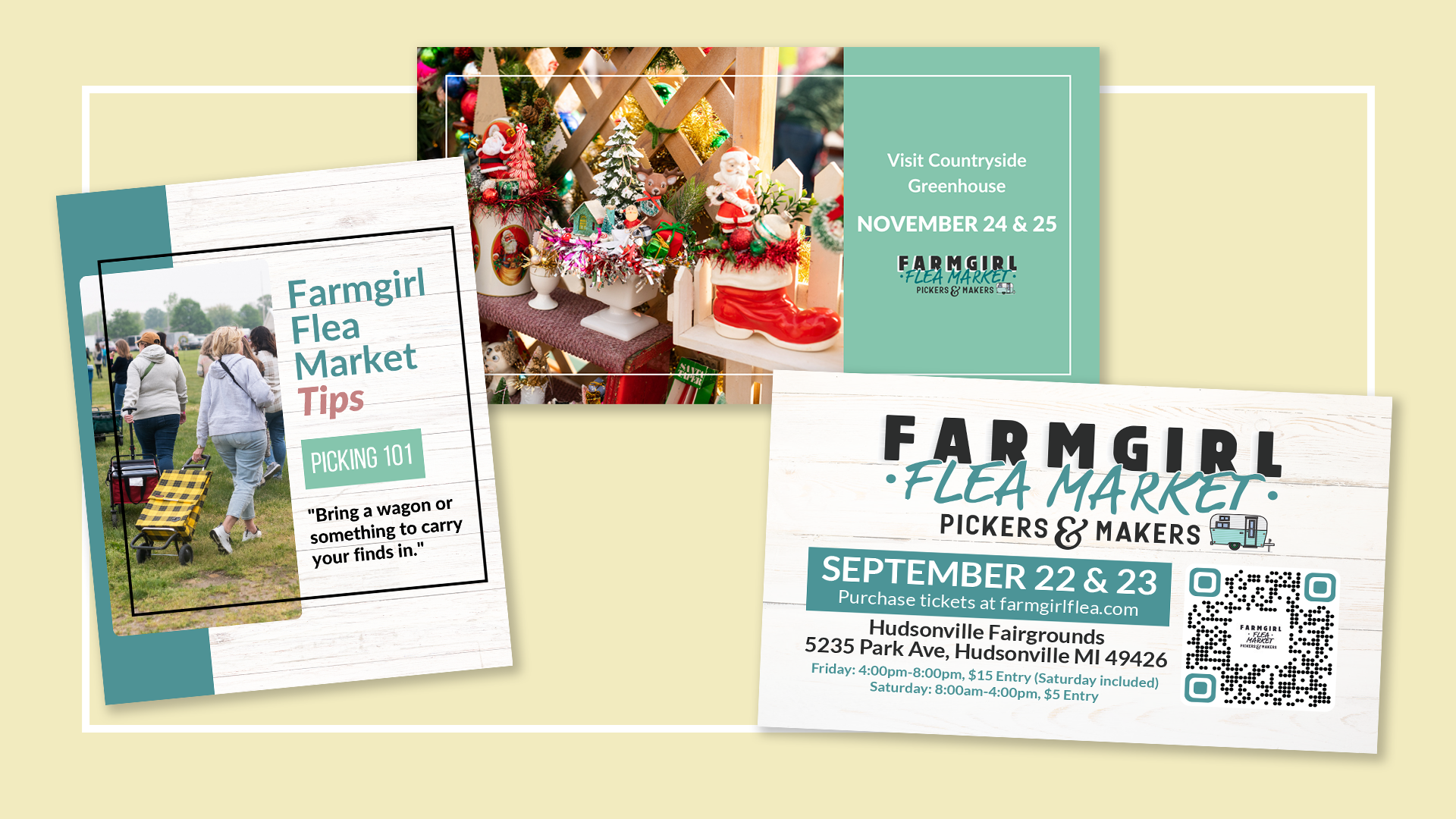 The new Farmgirl Flea designs feature vintage colors, clean textures, and more.