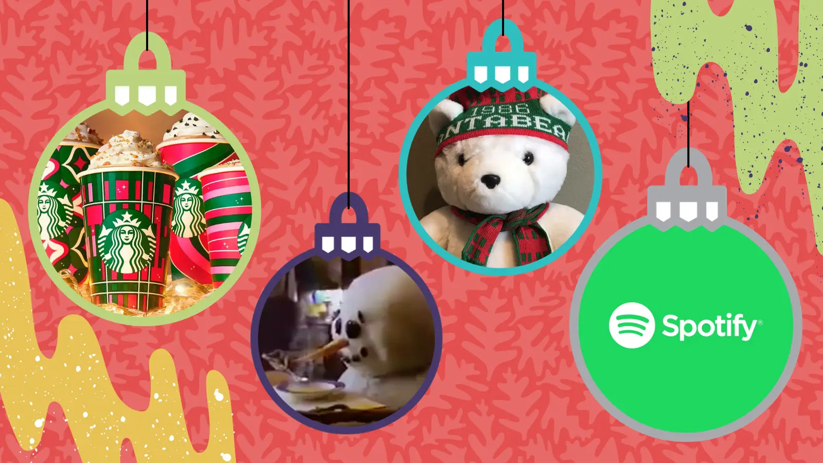 Ornaments are filled with scenes from popular holiday marketing campaigns