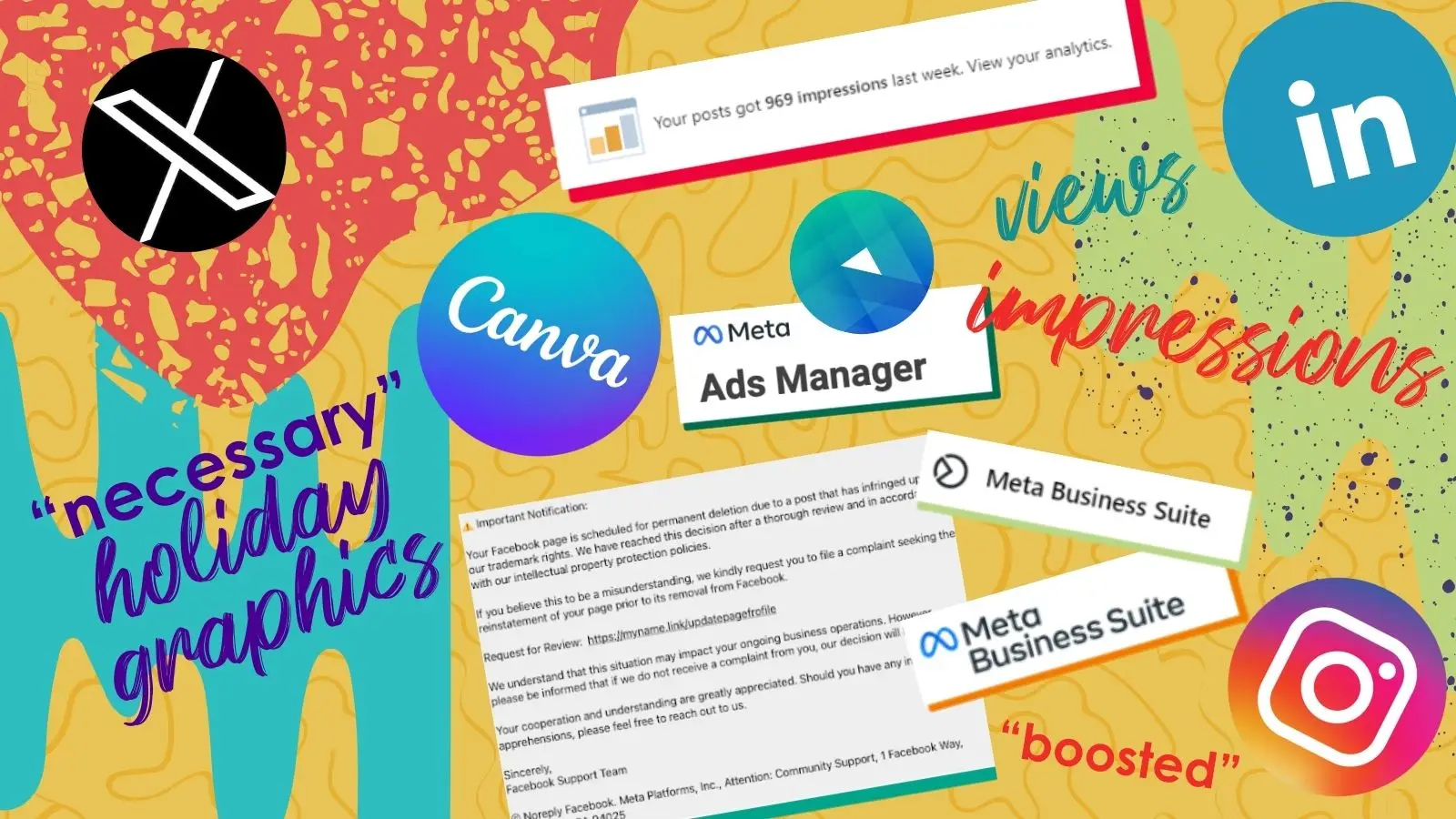 8THIRTYFOUR What Needs to Change in Marketing NOW 2024 Insta several logos within a graphic, including META, Canva, Instagram, X, LInkedIn