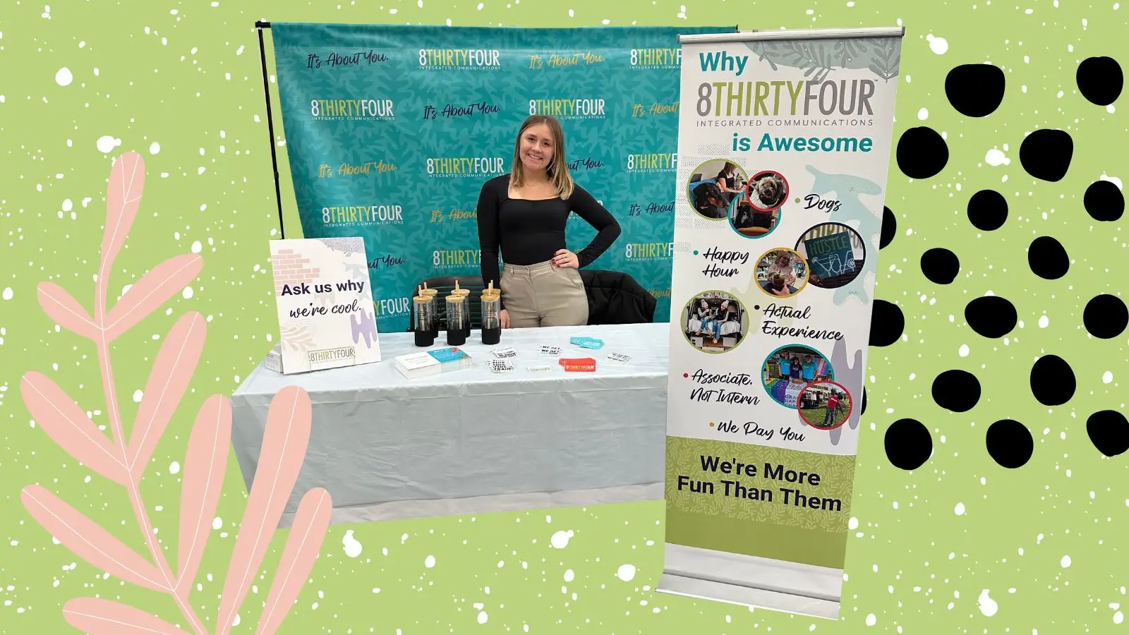 8THIRTYFOUR Blog - How To Ace Your Next Job Fair Alayna standing at a job fair booth