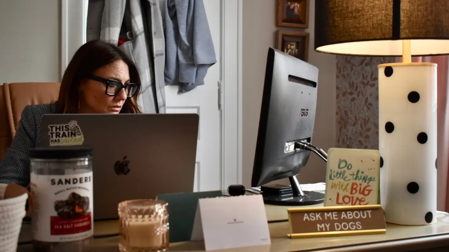 Kim Bode, founder and CEO of 8THIRTYFOUR works at her desk.
