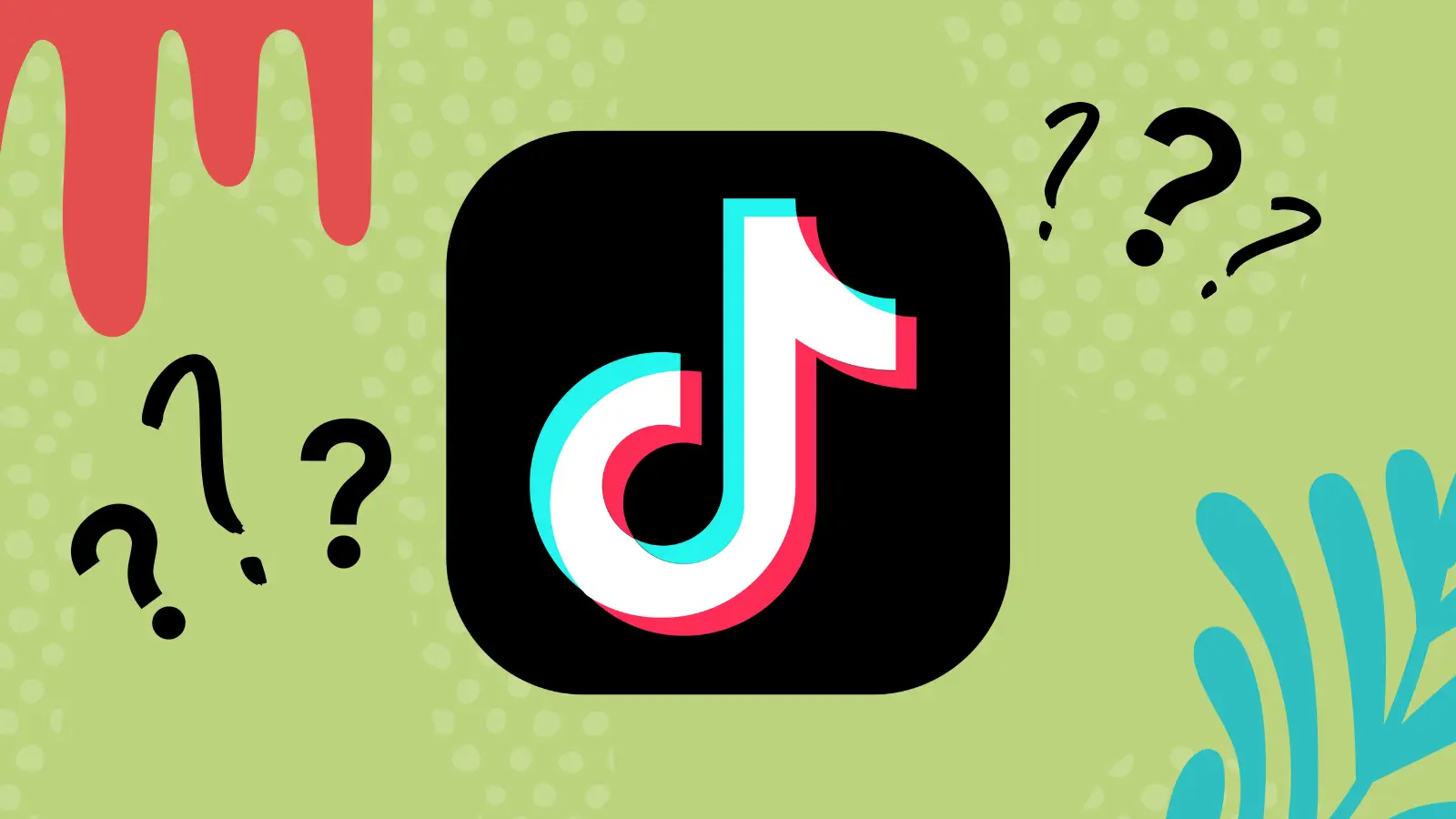 TikTok Logo with colorful accents and question marks