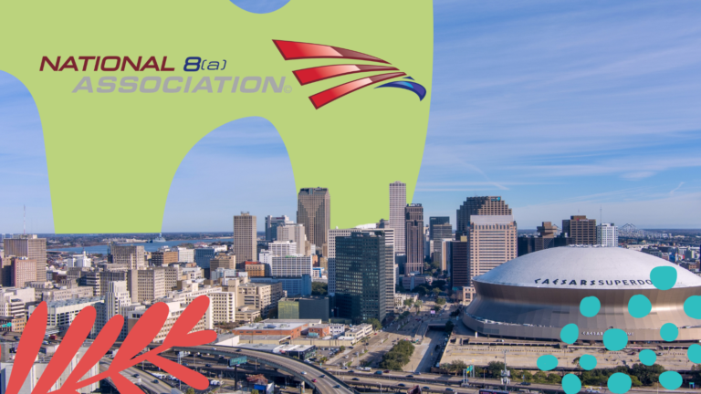 The New Orleans Skyline with the National 8(a) Small Business Conference Logo