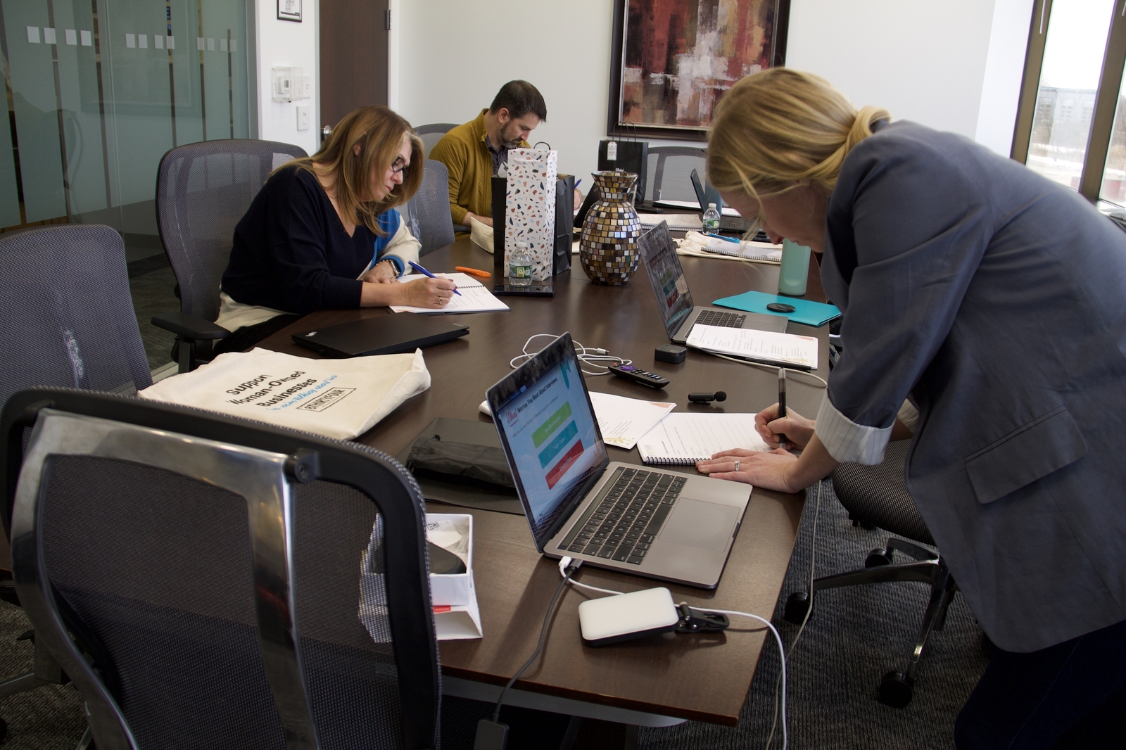 NTG SCS team surrounds a desk