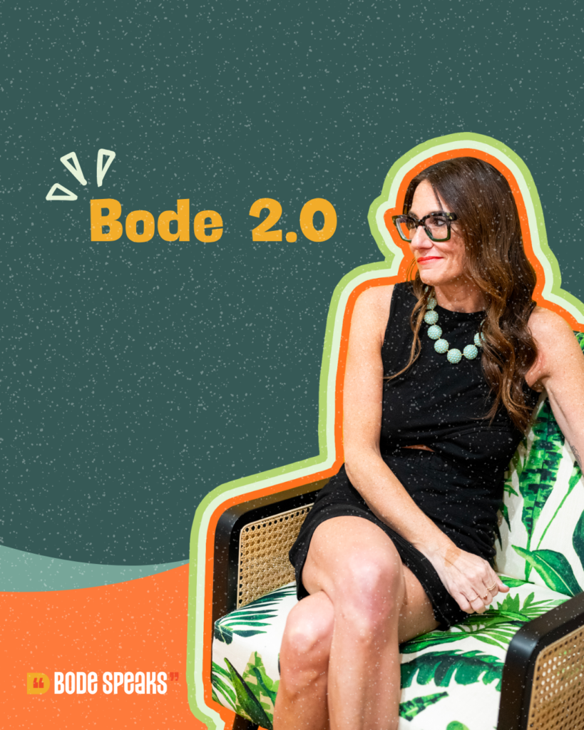 Kim Bode sitting in a chair looking to her right.