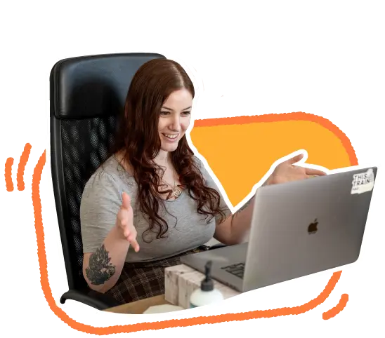 Rowan Leo talks about digital on a laptop