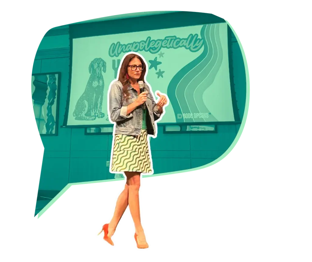 Kim Bode speaks at the American Marketing Association of West Michigan.