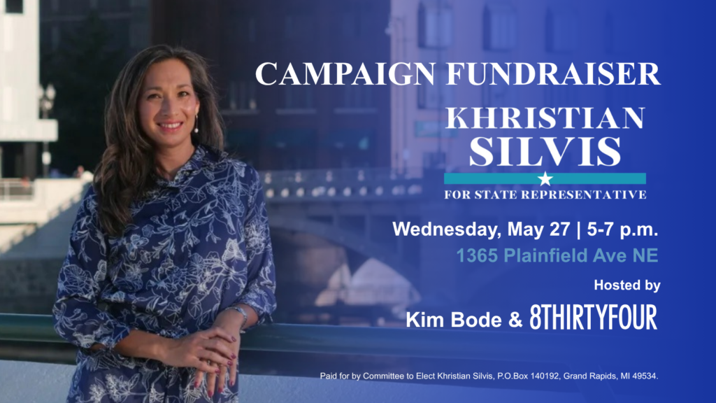 Candidate smiling next to text that says "campaign fundraiser for Khristian Silvis"