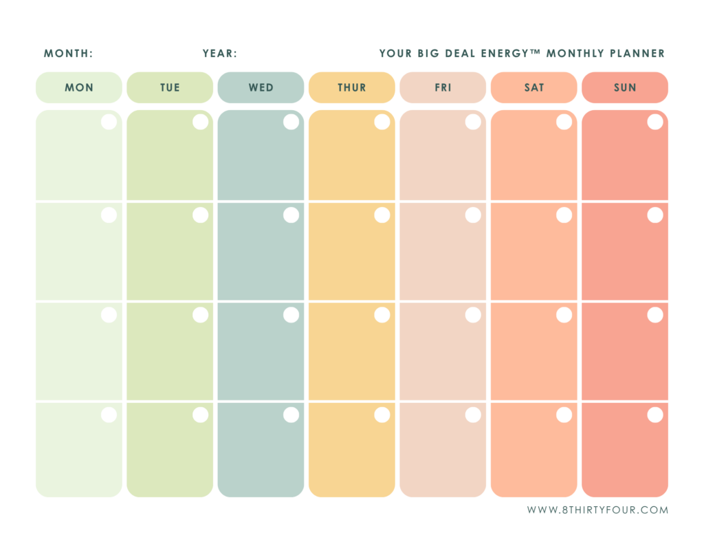 Your Big Deal Energy Monthly Planner